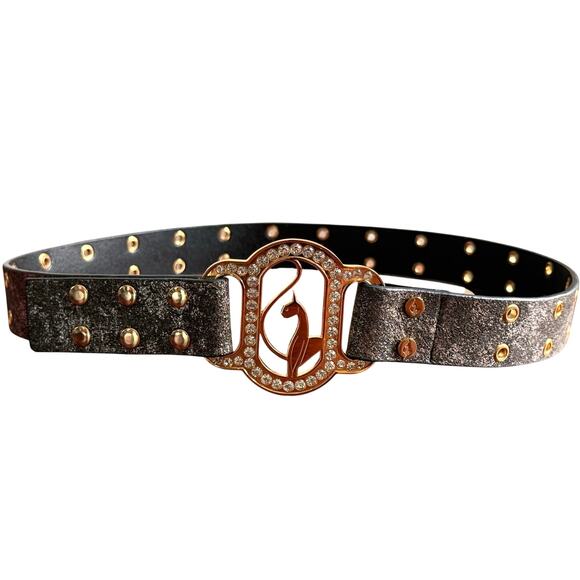 Baby Phat Y2K Belt Rhinestones gold logo studded size M - Picture 1 of 10